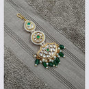NAFJ Sparkling Polki Kundan Stone And Pearl Maangtikka