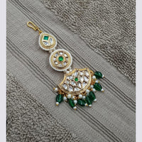 NAFJ Sparkling Polki Kundan Stone And Pearl Maangtikka