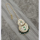 NAFJ Sparkling Polki Kundan Stone And Pearl Maangtikka