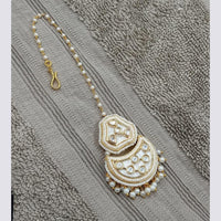 NAFJ Sparkling Polki Kundan Stone And Pearl Maangtikka