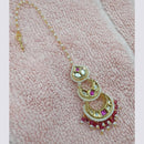 NAFJ Sparkling Polki Kundan Stone And Pearl Maangtikka