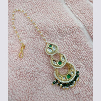 NAFJ Sparkling Polki Kundan Stone And Pearl Maangtikka