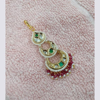 NAFJ Sparkling Polki Kundan Stone And Pearl Maangtikka