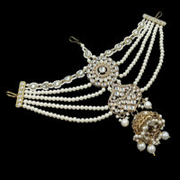 NAFJ Classic Indian Kundan Stone Pearl Hair Ornament