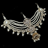 NAFJ Classic Indian Kundan Stone Pearl Hair Ornament