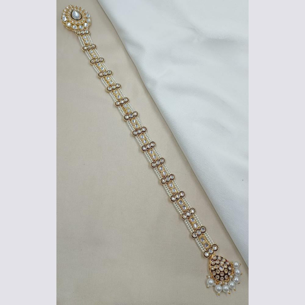 NAFJ Designer Kundan Stone And Pearl Bridal Hair Choti