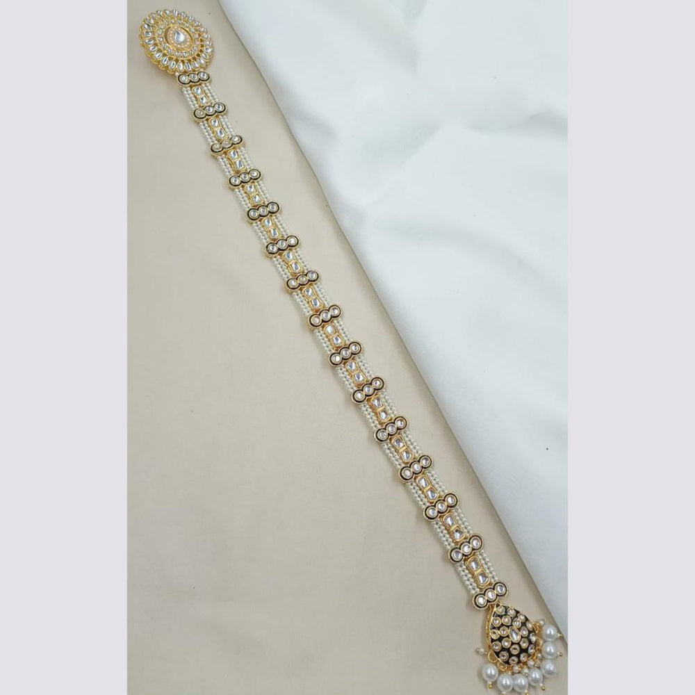 NAFJ Designer Kundan Stone And Pearl Bridal Hair Choti