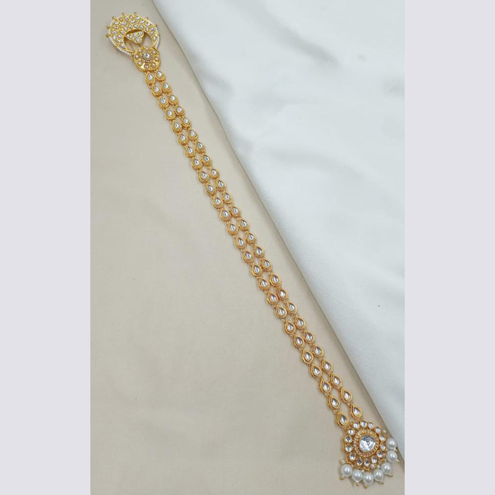 NAFJ Designer Kundan Stone And Pearl Bridal Hair Choti