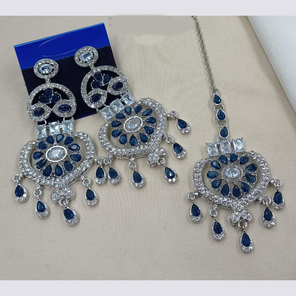 NAFJ Elegant American Diamond Dangler Earrings With Maangtikka