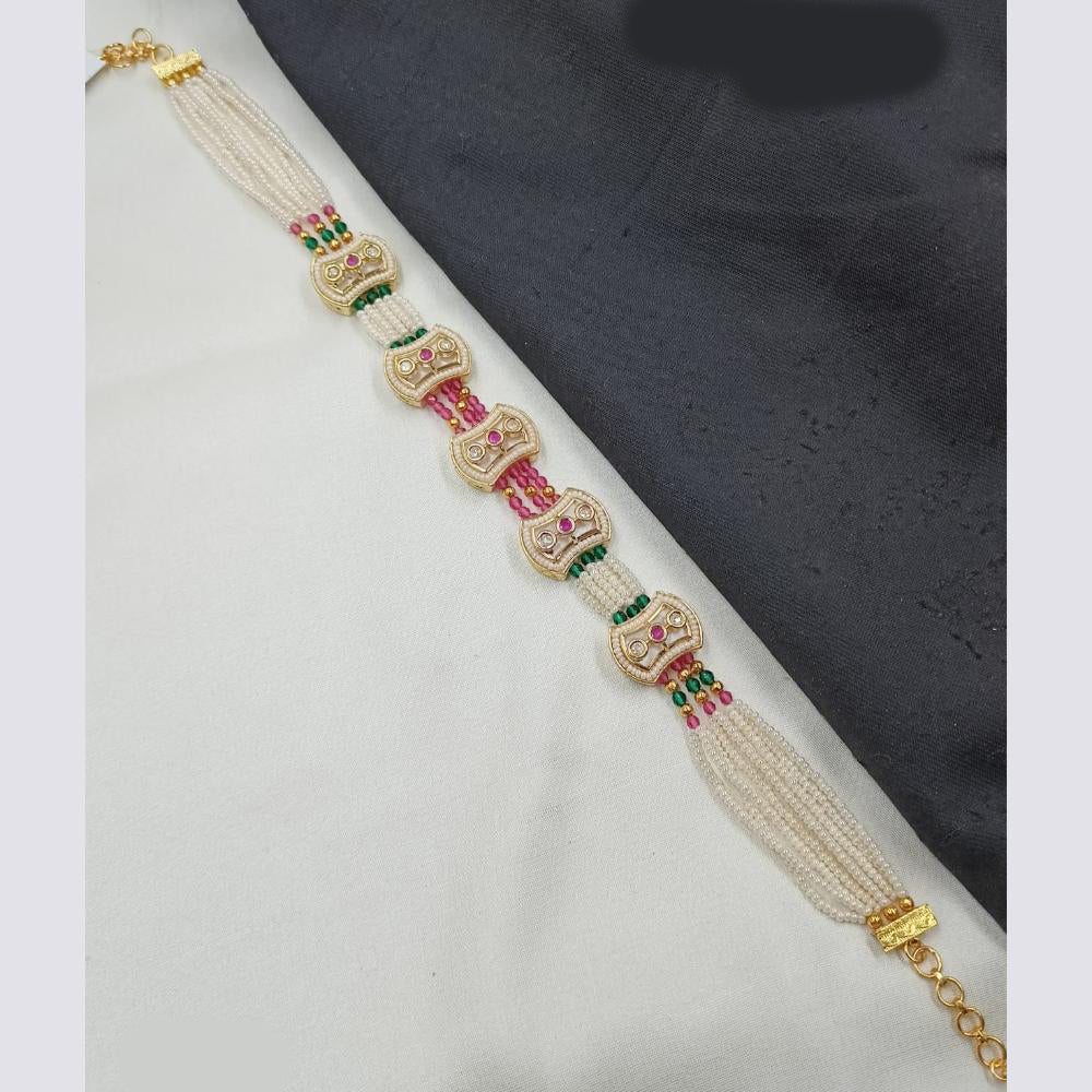 NAFJ Heritage Polki Kundan Stone And Pearl Sheeshphool