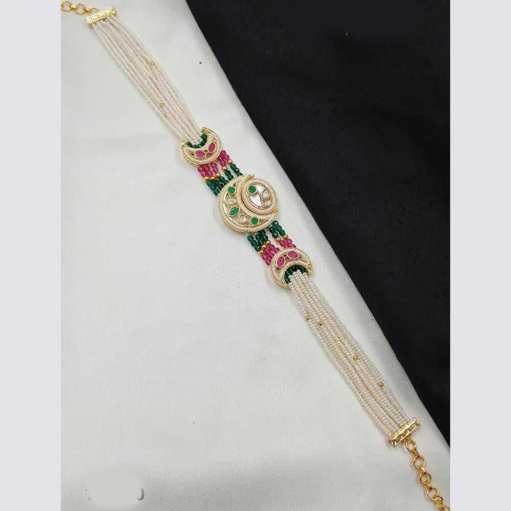 NAFJ Heritage Polki Kundan Stone And Pearl Sheeshphool