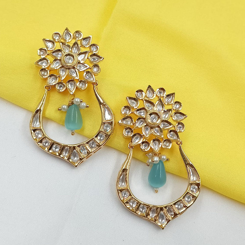 NAFJ Royal Look Polki Kundan Stone And Beads Dangler Earrings