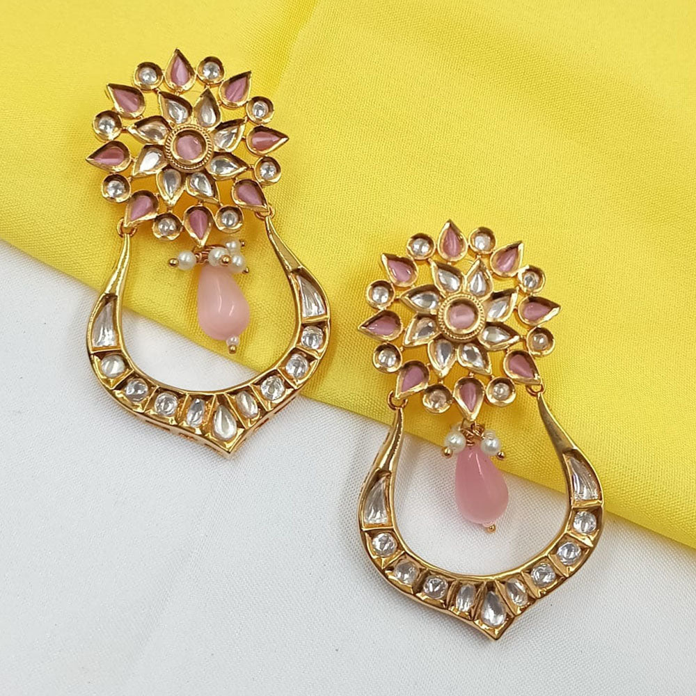 NAFJ Royal Look Polki Kundan Stone And Beads Dangler Earrings