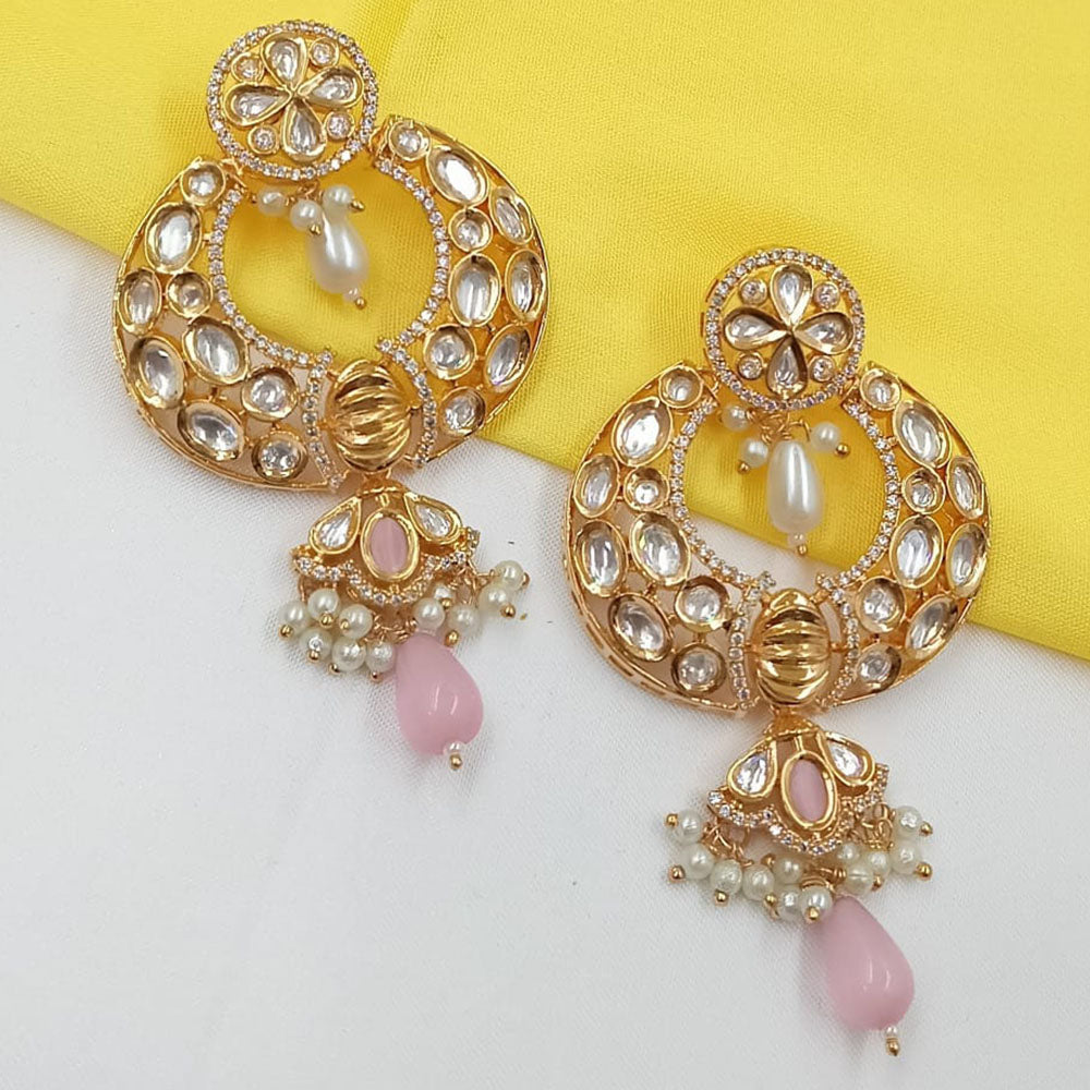 NAFJ Royal Look Polki Kundan Stone And Beads Dangler Earrings