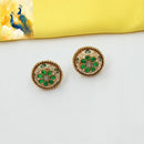 NAFJ Elegant Pota Stone And Meenakari Stud Earrings