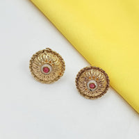 NAFJ Elegant Pota Stone And Meenakari Stud Earrings