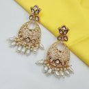 NAFJ Grand Polki Kundan Pearl And Beads Dangler Earrings