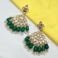 NAFJ Grand Polki Kundan Pearl And Beads Dangler Earrings