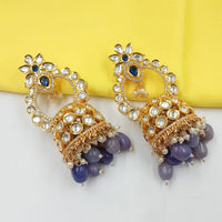 NAFJ Heritage Style Polki Kundan Pearl And Beads Jhumki Earrings