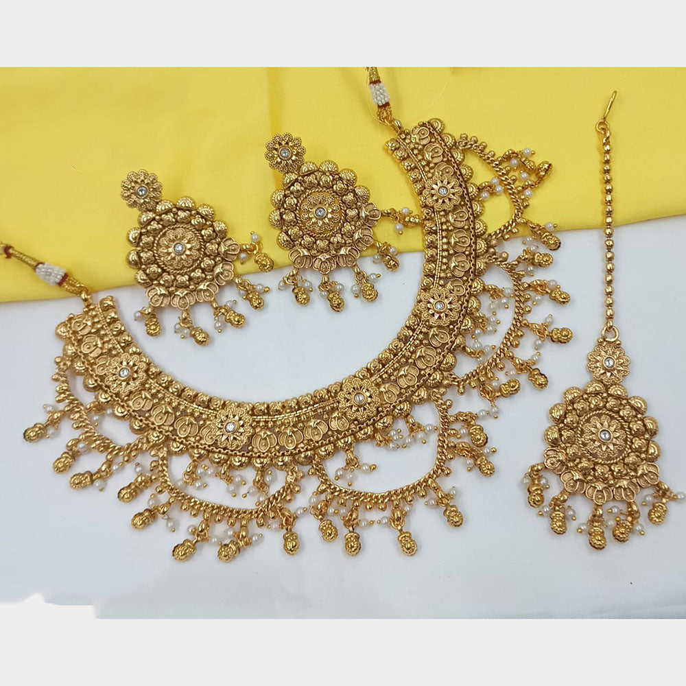 NAFJ Premium Pota Stone And Pearl Necklace Set