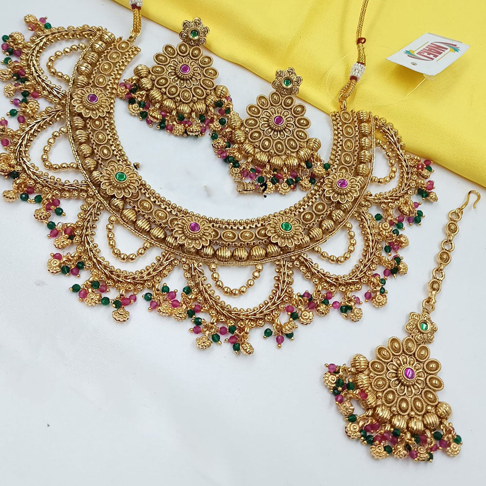 NAFJ Premium Pota Stone And Pearl Necklace Set