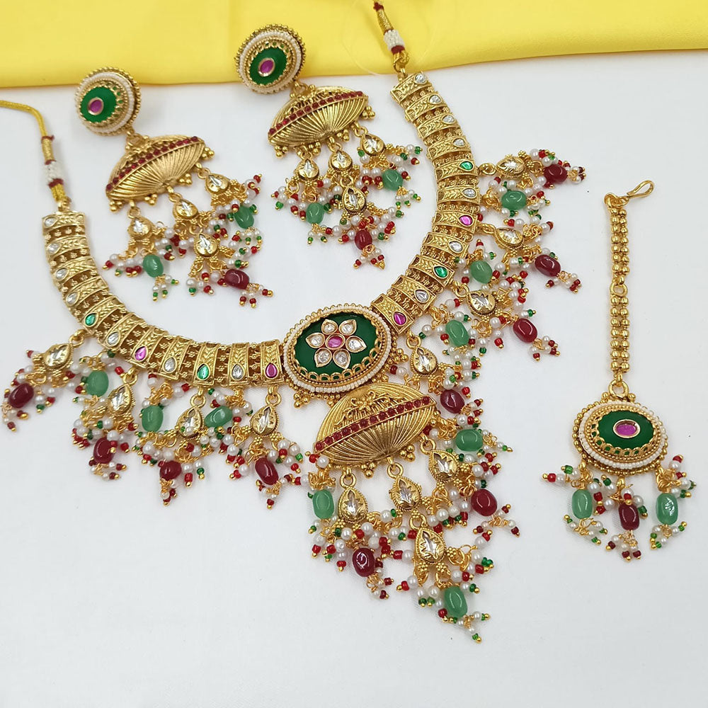 NAFJ Premium Pota Stone And Pearl Necklace Set