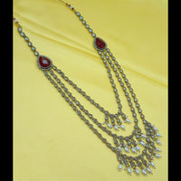 NAFJ Crystal Stone And Beads Long Necklace Set