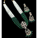 NAFJ Grand Polki Kundan Stone Pearl And Beads Long Necklace Set