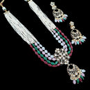 NAFJ Grand Polki Kundan Stone Pearl And Beads Long Necklace Set