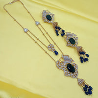 NAFJ Grand Polki Kundan Stone Pearl And Beads Long Necklace Set