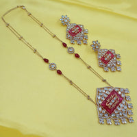 NAFJ Grand Polki Kundan Stone And Beads Long Necklace Set