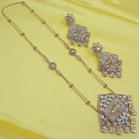NAFJ Grand Polki Kundan Stone And Beads Long Necklace Set