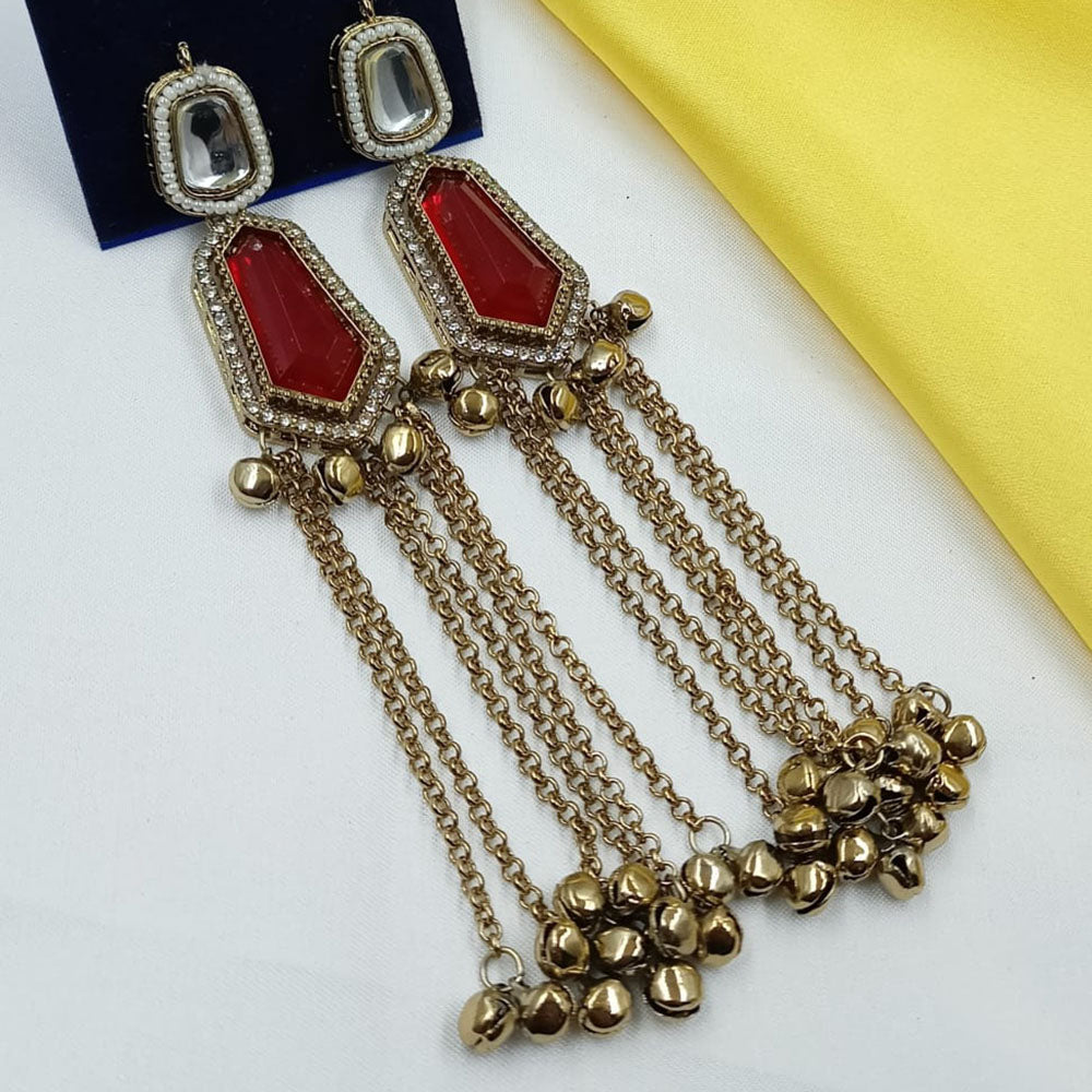 NAFJ Indo Ethnic Kundan Stone And Ghungroo Kashmiri Earrings