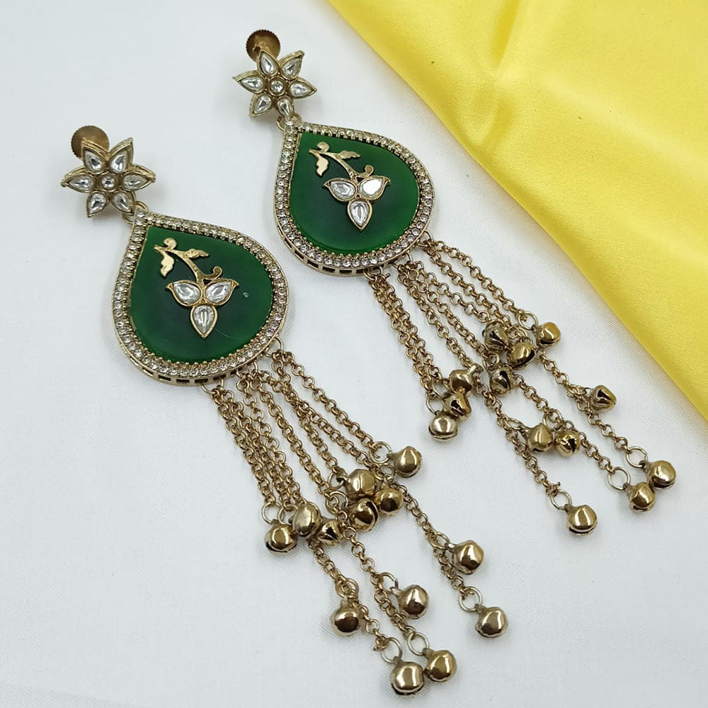 NAFJ Indo Ethnic Kundan Stone And Ghungroo Kashmiri Earrings