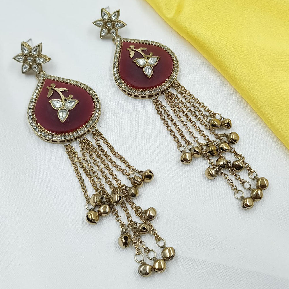 NAFJ Indo Ethnic Kundan Stone And Ghungroo Kashmiri Earrings