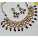 NAFJ Graceful Polki Kundan Stone Beads And Pearl Necklace Set