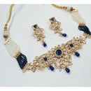NAFJ Graceful Polki Kundan Stone And Pearl Choker Necklace Set