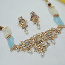 NAFJ Graceful Polki Kundan Stone And Pearl Choker Necklace Set