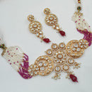 NAFJ Graceful Polki Kundan Stone And Pearl Choker Necklace Set