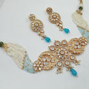 NAFJ Graceful Polki Kundan Stone And Pearl Choker Necklace Set