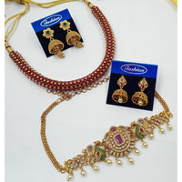NAFJ Pota Stone And Austrian Stone Wedding Wear Necklace Combo Set