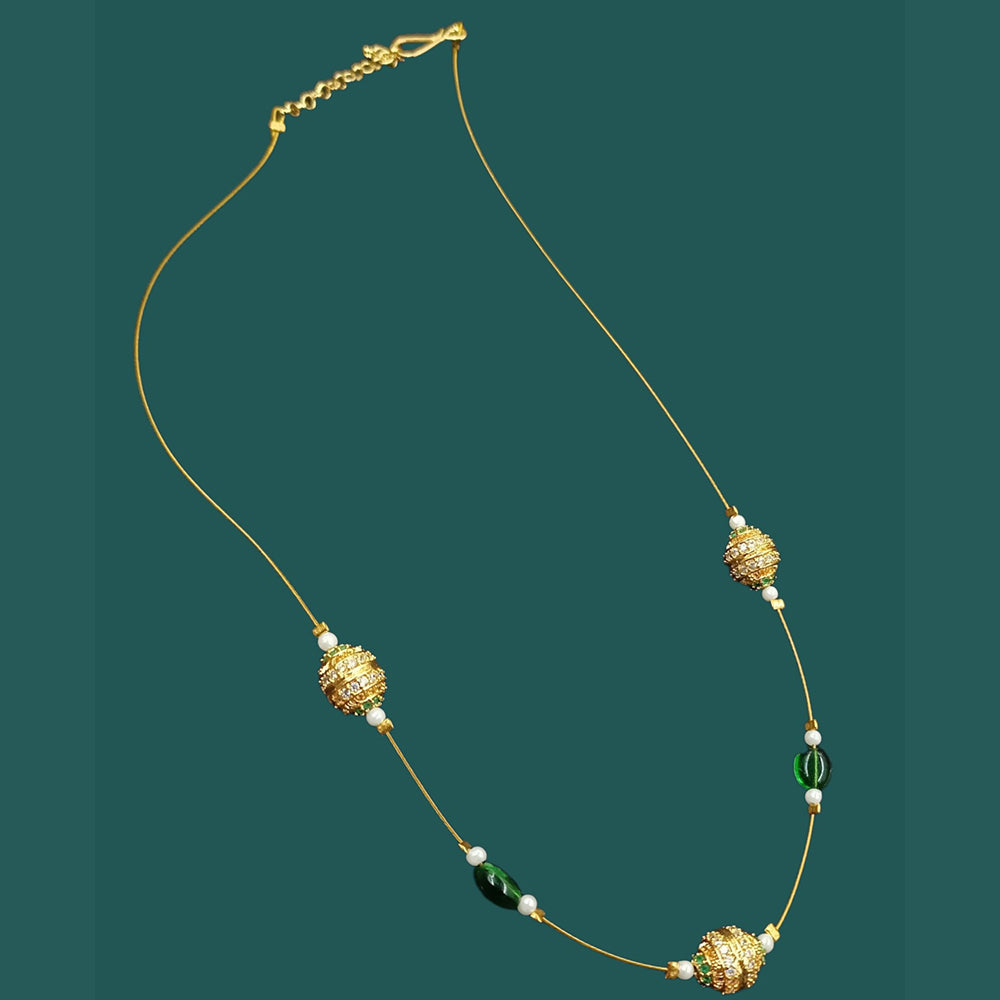 NAFJ Lightweight Floating Chain Austrian  And Pearl Fancy Necklace Set For All Occassions
