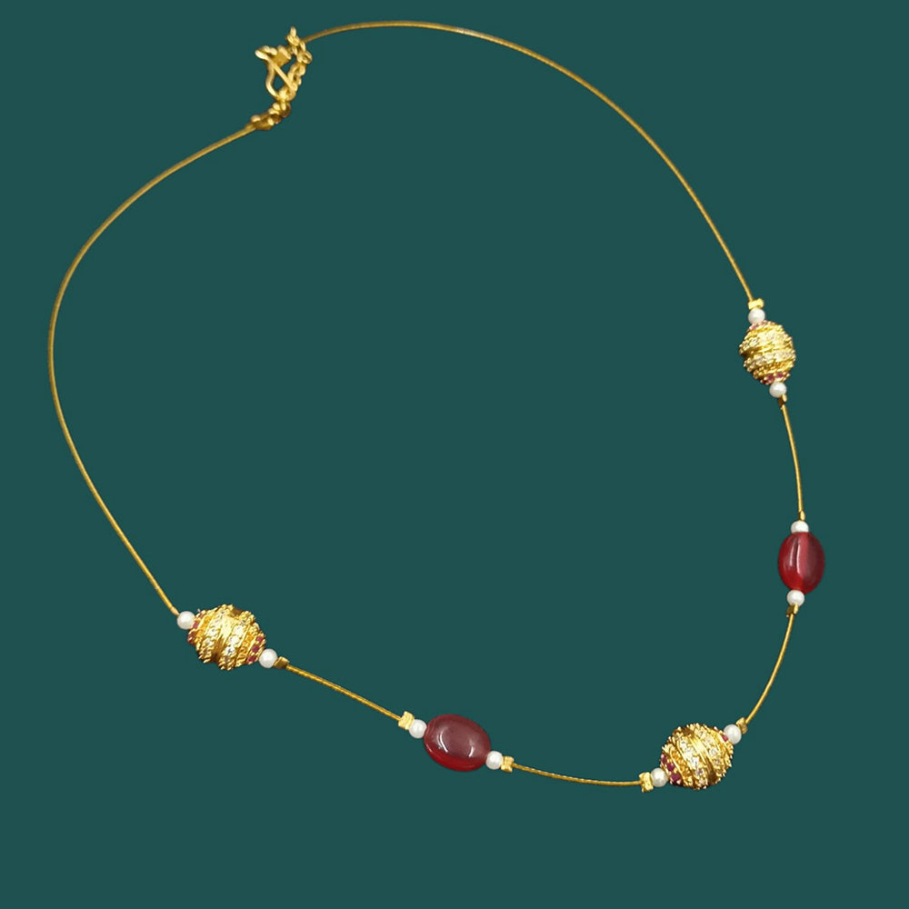 NAFJ Lightweight Floating Chain Austrian  And Pearl Fancy Necklace Set For All Occassions