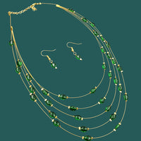 NAFJ Lightweight Multi Layer Floating Chain Beads and Pearl Fancy Necklace Set for All Occasions