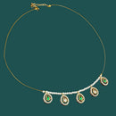 NAFJ Lightweight Floating Chain Crystal And Pearl Fancy Necklace Set For All Occassions