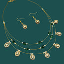 NAFJ Lightweight Multi Layer Floating Chain  Crystal Stone Beads and Pearl Fancy Necklace Set for All Occasions