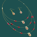 NAFJ Lightweight Multi Layer Floating Chain  Crystal Stone Beads and Pearl Fancy Necklace Set for All Occasions