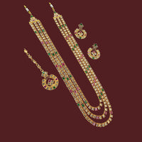 NAFJ Designer Multi Layer Crystal Stone Long Necklace Set for Women