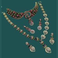 NAFJ Glamorous American Diamond Double Necklace Set