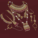 NAFJ Premium Polki kundan Pearl And Beads Meenakari Bridal Jewellery Set